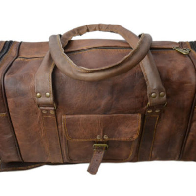 20" leather duffle bag gym bag travel bag luggage bag overnite bag holdall bag pure leather weekend bags duffel bags - durable and sturdy