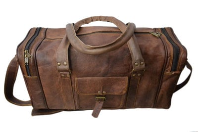 20" leather duffle bag gym bag travel bag luggage bag overnite bag holdall bag pure leather weekend bags duffel bags - durable and sturdy