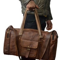 20" leather Duffle bag Gym bag Travel bag Luggage bag Overnite Bag Holdall bag Pure leather Weekend bags duffel bags - Durable and Sturdy - Thumbnail 2