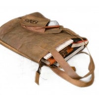 Women New Handmade Natural Tan Pure Goat Leather Vintage Messenger Bag Purse. - Thumbnail 4