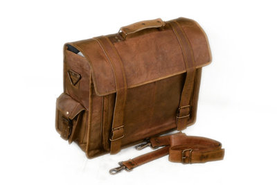 Leather messenger bag (standard size 16 inch) designer leather bag for gift