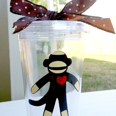 Sock monkey tumbler