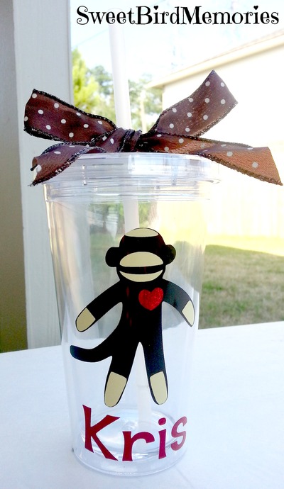 Sock monkey tumbler