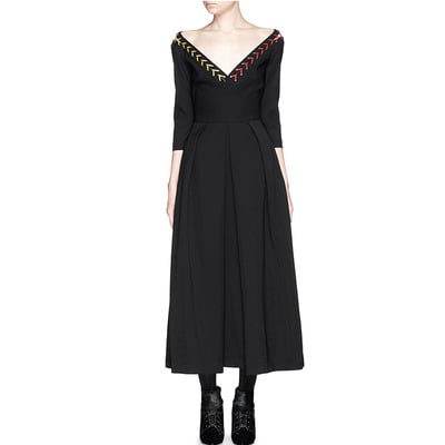 Milano fashion week deep v neck classic party dress uk6 - Thumbnail 5