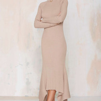 MILANO FASHION OPEN BACK SEXY BEIGE RUFFLED DRESS MM793 - Thumbnail 4