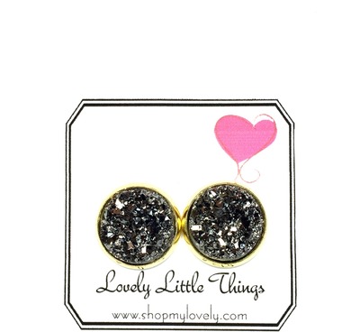 12mm Gunmetal Studs with Gold Setting 