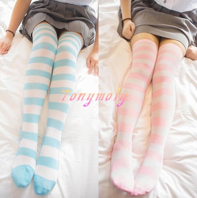 Cute Cosplay Striped Knee Socks Thigh Socks Women Stockings