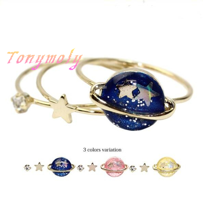 Fashion japanese harajuku planet / star / diamond ring finger tail rings for women fine jewelry - Thumbnail 5