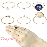 Fashion Japanese Harajuku Planet / Star / Diamond Ring Finger Tail Rings For Women Fine Jewelry - Thumbnail 2