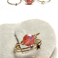 Fashion Japanese Harajuku Planet / Star / Diamond Ring Finger Tail Rings For Women Fine Jewelry - Thumbnail 3