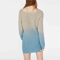 STREET FASHION GRADIENT COLOR V NECK WOOLEN SWEATER MM725 - Thumbnail 2