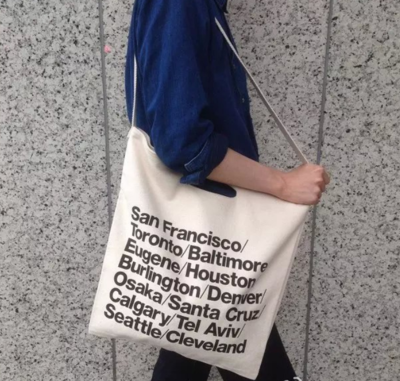 AMERICAN APPAREL CANVAS LETTERS PRINTED DENIM BAG