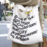 AMERICAN APPAREL CANVAS LETTERS PRINTED DENIM BAG - Thumbnail 2