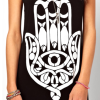 STREET FASHION INK DIGITAL FIGURED TASSEL TANK TOP DRESS SM15QL2 - Thumbnail 4