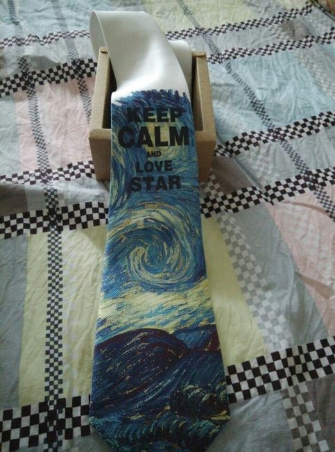Van Gogh's Sky KEEP CALM & LOVE STAR Adorable Cool Design  8 cm NECK TIE