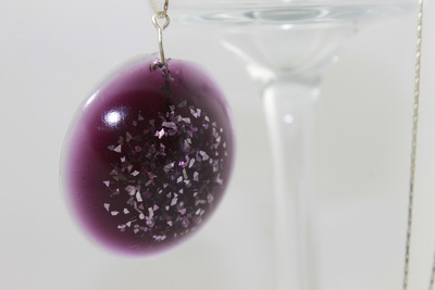 Dot! Purple Rain Resin Necklace and Silver Chain