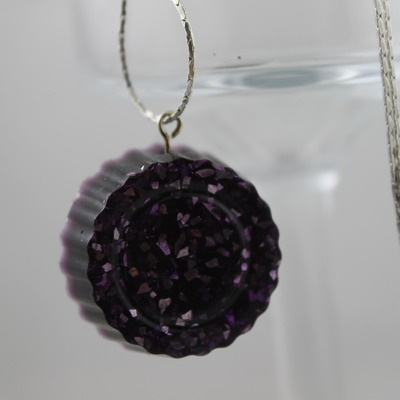 Bottlecap! purple rain resin necklace and silver chain - Thumbnail 5