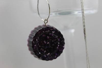Bottlecap! Purple Rain Resin Necklace and Silver Chain