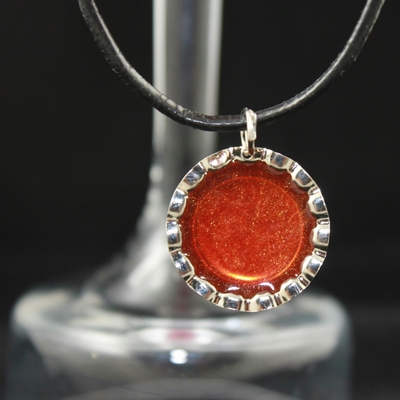 Bottlecap! tiger lily resin and leather necklace  - Thumbnail 3