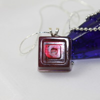 Cube Necklace in Bronze Lilac Resin on a Silver Chain - Thumbnail 2
