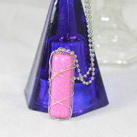 "Criss Cross" Wrapped Column Necklace in Princess Punch Resin  - Thumbnail 2