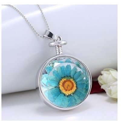 Blue Daisy Necklace 