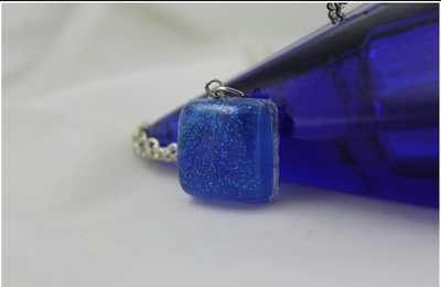 Pillow Top Necklace in Blueberry Twinkle Resin 