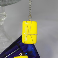 Rectangle Wire Wrapped Necklace in Summer Lovin' Resin  - Thumbnail 1