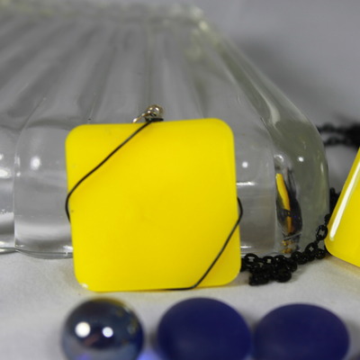 Square wire wrapped necklace in summer lovin' resin 