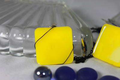 Square Wire Wrapped Necklace in Summer Lovin' Resin 