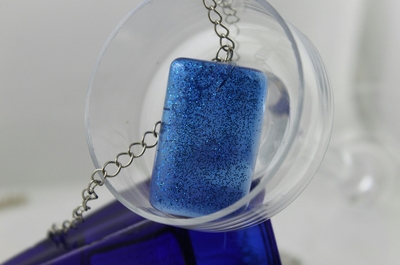 Rectangle Necklace in Blueberry Twinkle Resin 