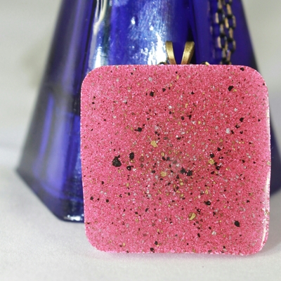 Square necklace in princess punch resin 