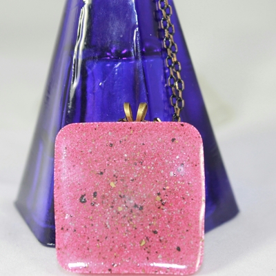 Square necklace in princess punch resin 