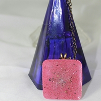 Square Necklace in Princess Punch Resin  - Thumbnail 2