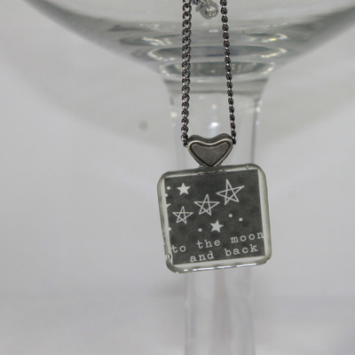 "to the moon & back" square resin necklace 