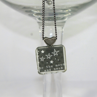 "to the moon & back" square resin necklace 