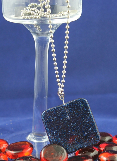 Square Necklace in Twilight Glitter Resin 