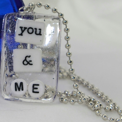 Word play rectangle necklace - you and me
