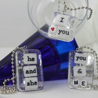 Word Play Rectangle Necklace - You And Me - Thumbnail 1
