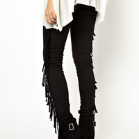 AMERICAN STYLE HIGH WAIST TASSEL LEGGING PANTS SM15XCK04 - Thumbnail 3