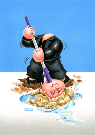 Joyful JENNIFER / Low Rinse LAWRENCE Final Art - Garbage Pail Kids 2016 "NOT-scars" Oscars