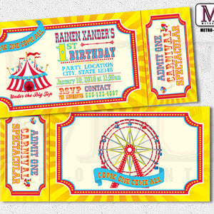 Ticket Invitations for Carnival or Circus Birthday - Thumbnail 2