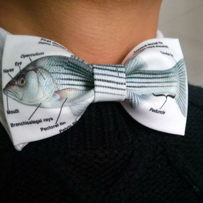 Fish design white color cool design bow tie nice gift good for causal party use