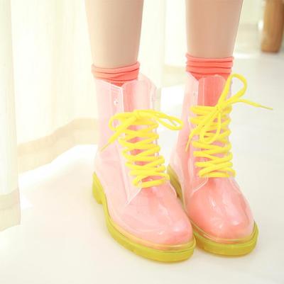 Fashion Kawaii Transparent Candy Colors Waterproof Martin Rain Boots