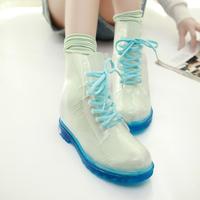 Fashion Kawaii Transparent Candy Colors Waterproof Martin Rain Boots - Thumbnail 2