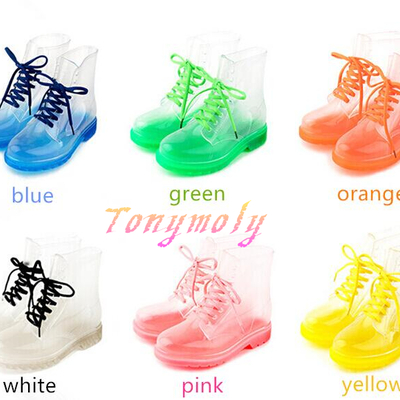 Fashion kawaii transparent candy colors waterproof martin rain boots