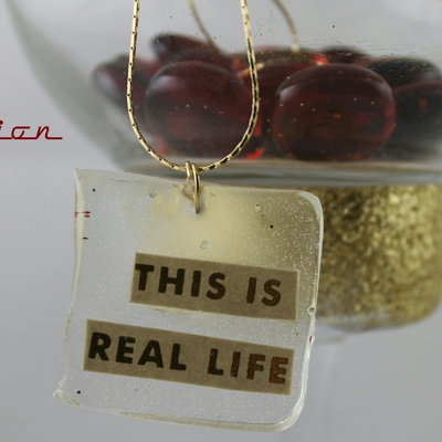 Gold collection "this is real life" square necklace