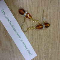 brown pear shape earrings - Thumbnail 1