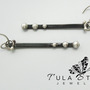 Sterling and Blackened Copper Gothic Stick Earring Dangles-4