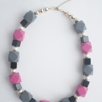 Wooden Black Onyx Cotton Pearls Necklace NL1067 - Thumbnail 1